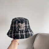 Louis Vuitton New Couple Retro Plaid Fisherman's Hat