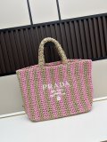 Prada New Hollow Lafite Grass Woven Tote Bag Handbag Size: 50x13x13 CM