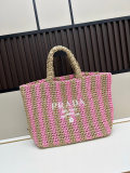 Prada New Hollow Lafite Grass Woven Tote Bag Handbag Size: 50x13x13 CM