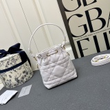 Dior Fashion Elegant Mini Sheepskin One Shoulder Bucket Bag Size: 14x15x7 CM