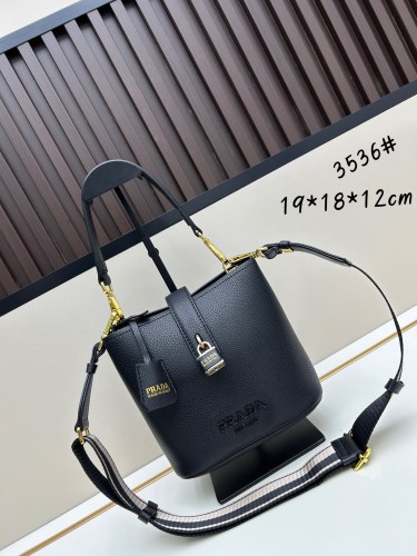 Prada Fashion Elegant Sheepskin Lock Crossbody Bag Handbag Size: 19x18x12 CM