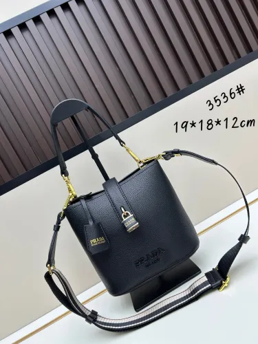Prada Fashion Elegant Sheepskin Lock Crossbody Bag Handbag Size: 19x18x12 CM