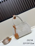 Prada Fashion Elegant Linen Leather Tote Bag Crossbody Bag Size: 22x15x12 CM