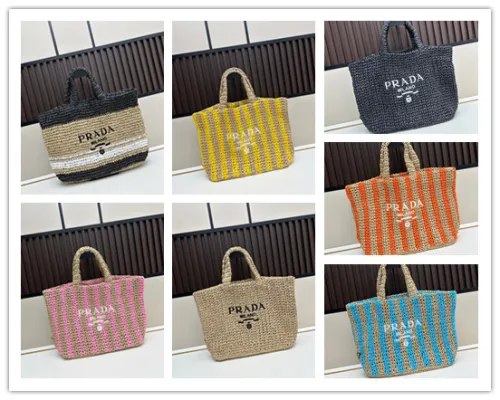 Prada New Hollow Lafite Grass Woven Tote Bag Handbag Size: 50x13x13 CM