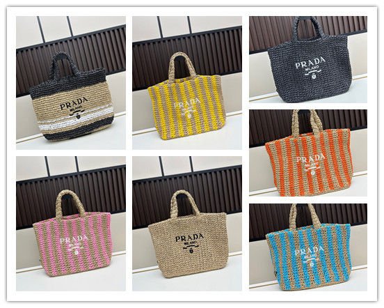 Prada New Hollow Lafite Grass Woven Tote Bag Handbag Size: 50x13x13 CM
