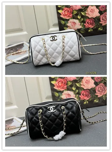 Chanel Classic Double C Diamond Grid Chain Bag Bowling Bag Size: 11.5x18.5x11 CM