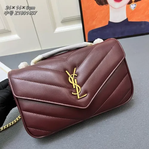Yves Saint Laurent Classic Collar Flap Sheepskin Handheld Chain Envelope Bag Size: 24 × 14 × 6 CM