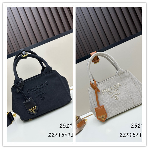 Prada Fashion Elegant Linen Leather Tote Bag Crossbody Bag Size: 22x15x12 CM