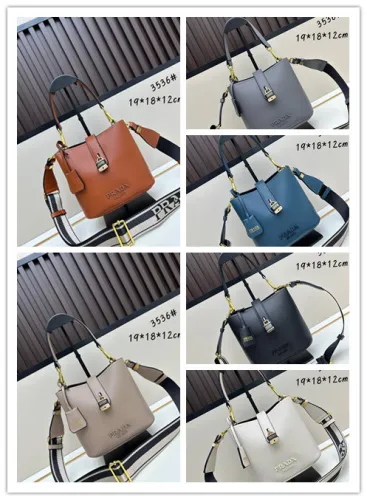 Prada Fashion Elegant Sheepskin Lock Crossbody Bag Handbag Size: 19x18x12 CM