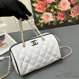 Chanel Classic Double C Diamond Grid Chain Bag Bowling Bag Size: 11.5x18.5x11 CM