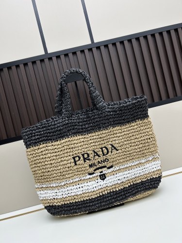 Prada New Hollow Lafite Grass Woven Tote Bag Handbag Size: 50x13x13 CM