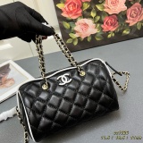 Chanel Classic Double C Diamond Grid Chain Bag Bowling Bag Size: 11.5x18.5x11 CM