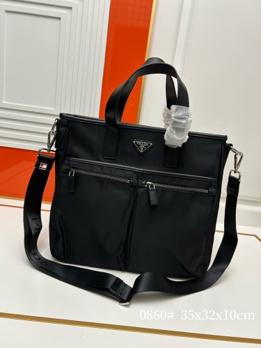 Prada New Men's Casual Waterproof Handbag Size: 35x32x10CM