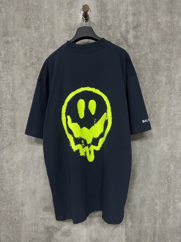 Balenciaga New Dissolved Smiling Alien Direct Spray Printed Short Sleeve Casual T-shirt