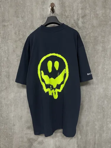 Balenciaga New Dissolved Smiling Alien Direct Spray Printed Short Sleeve Casual T-shirt