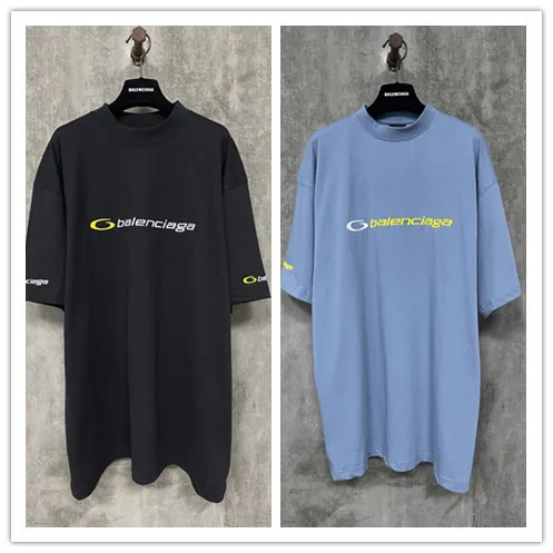 Balenciaga New Embroidered Circular Logo Short Sleeve Unisex Casual T-shirt