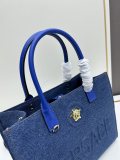 Versace New Embossed 3D Logo Denim Handbag Tote Bag Size: 29.5x14.5x24 CM