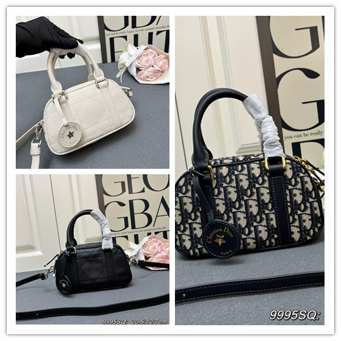 Dior New East West Mini Versatile Bowling Bag Vintage Crossbody Bag Size: 20.5x12x7 CM