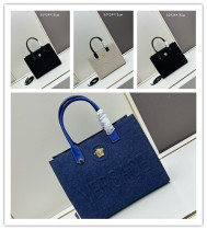Versace New Embossed 3D Logo Denim Handbag Tote Bag Size: 29.5x14.5x24 CM