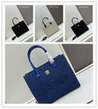 Versace New Embossed 3D Logo Denim Handbag Tote Bag Size: 29.5x14.5x24 CM