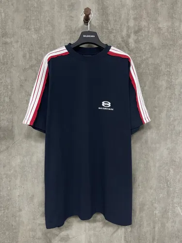 Balenciaga New Double Ring Contrast Stripe Short Sleeve Casual T-shirt