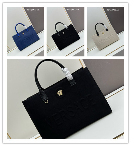 Versace New Embossed 3D Logo Denim Handbag Tote Bag Size: 40x16x29 CM