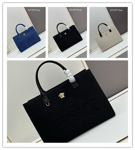 Versace New Embossed 3D Logo Denim Handbag Tote Bag Size: 40x16x29 CM