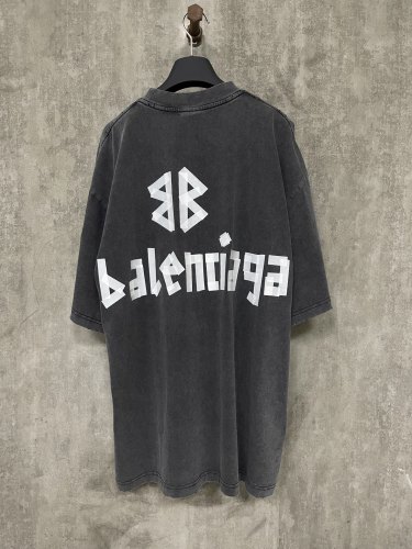 Balenciaga New Tape Logo Vintage Short Sleeve Unisex Casual T-shirt