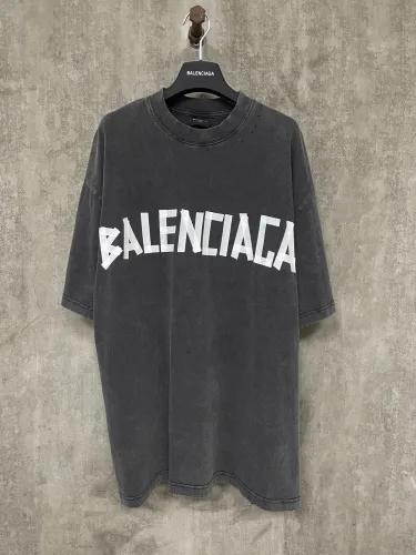 Balenciaga New Tape Logo Vintage Short Sleeve Unisex Casual T-shirt