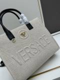 Versace New Embossed 3D Logo Denim Handbag Tote Bag Size: 29.5x14.5x24 CM