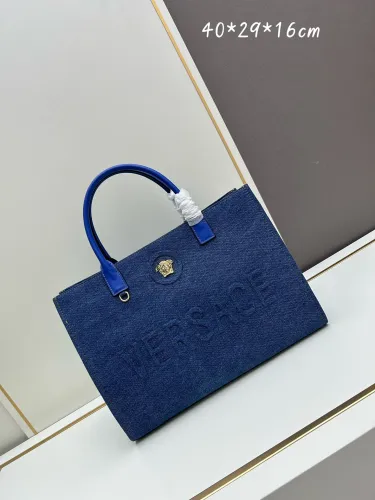 Versace New Embossed 3D Logo Denim Handbag Tote Bag Size: 40x16x29 CM