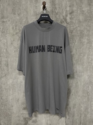 Balenciaga x Human Logo Printed Short Sleeve Unisex Versatile Casual T-shirt