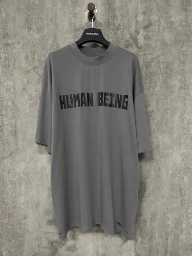 Balenciaga x Human Logo Printed Short Sleeve Unisex Versatile Casual T-shirt