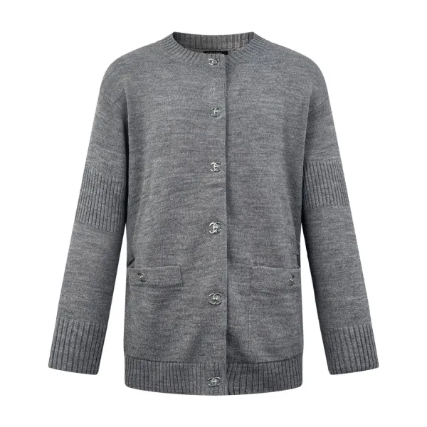 Chanel Personalized Double C-Button Cashmere Loose Knitted Cardigan