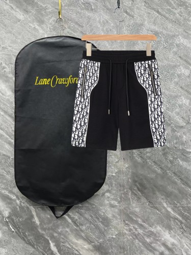 Dior Fashion Splicing Casual Pants Unisex Versatile Loose Sports Shorts