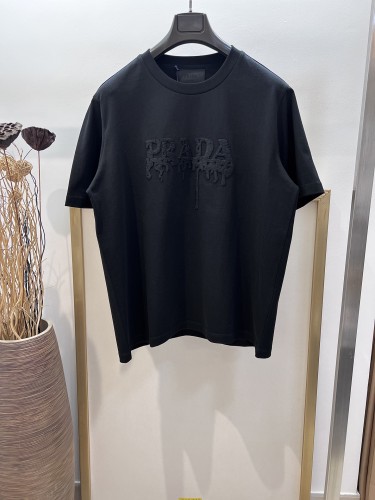 Prada New Fashion Stickers Logo T-shirt Couple Casual Loose Short Sleeves