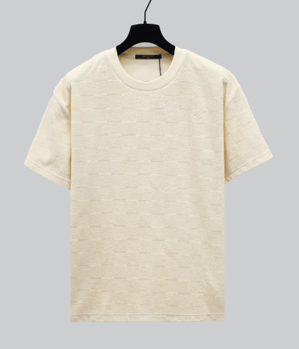 Louis Vuitton New Embroidered Logo Checkered Woolen Loop Cloth Round Neck Short Sleeve T-shirt