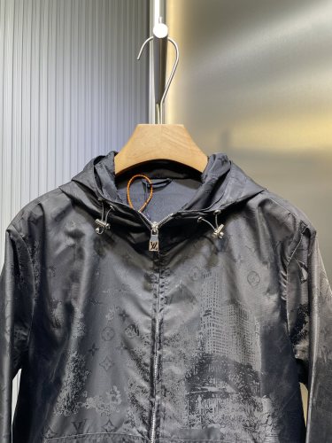 Louis Vuitton New Full Jacquard Zipper Hooded Cardigan Jacket