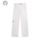 Chrome Heart New Cross Spliced Leather Washed Jeans
