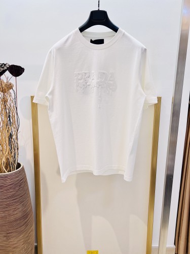Prada New Fashion Stickers Logo T-shirt Couple Casual Loose Short Sleeves