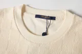 Louis Vuitton New Embroidered Logo Checkered Woolen Loop Cloth Round Neck Short Sleeve T-shirt