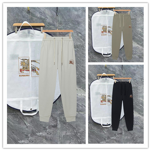 Burberry Classic Embroidered War Horse Logo Quick drying Ice Silk Pants Casual Pants