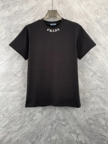 Prada New Collar Logo Printed T-shirt Unisex Casual Loose Short Sleeve