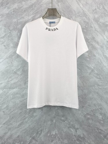Prada New Collar Logo Printed T-shirt Unisex Casual Loose Short Sleeve