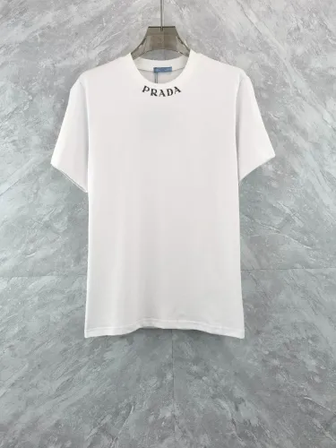 Prada New Collar Logo Printed T-shirt Unisex Casual Loose Short Sleeve
