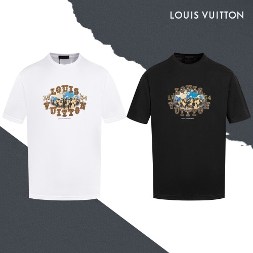Louis Vuitton Fashion Hot Diamond Logo T-shirt Couple Casual Loose Short Sleeve