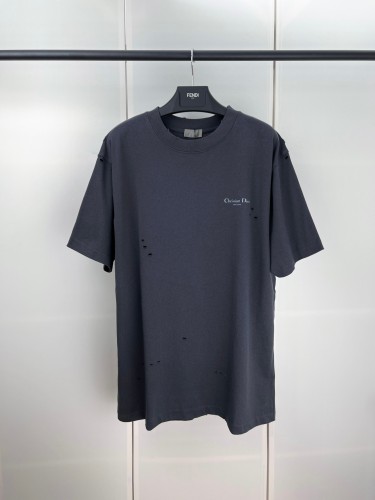 Dior High Street Logo Ringo Printed Short Sleeve Unisex Distressed Casual T-shirt