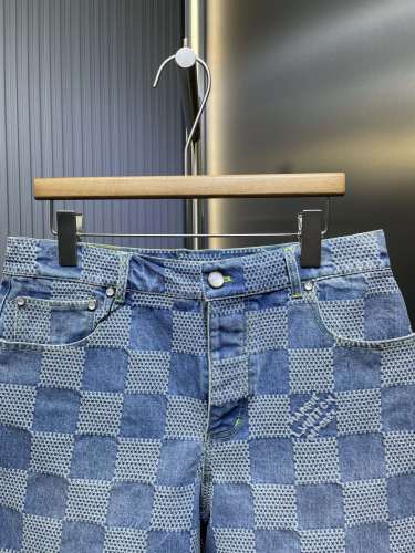 Louis Vuitton New Fashion 3D Checkered Denim Shorts