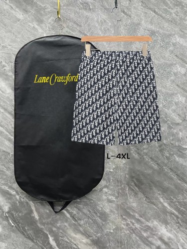 Dior Unisex Spring/Summer New Classic Full Logo Drawstring Casual Shorts