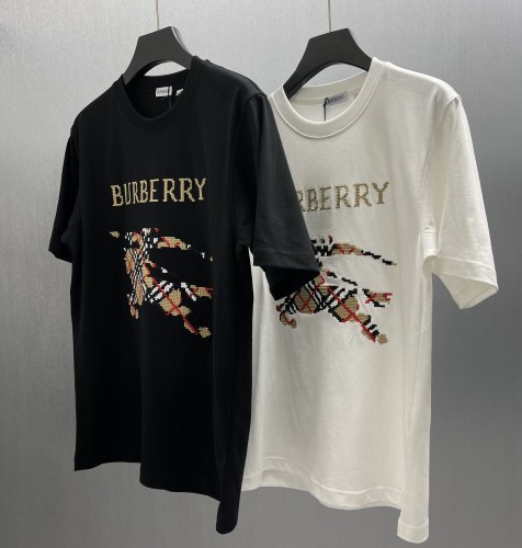 Burberry Equestrian Cross Embroidered War Horse T-shirt Couple Versatile Casual Short Sleeve